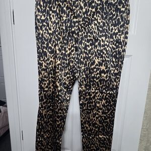 Cache Black and Tan Animal Print Straight Leg Pants